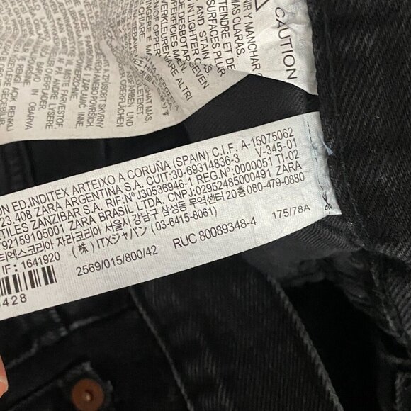 Zara Retro Cycling Shorts Womens Size 32 Cutoff Denim Bermuda Black Button Fly - Picture 8 of 12